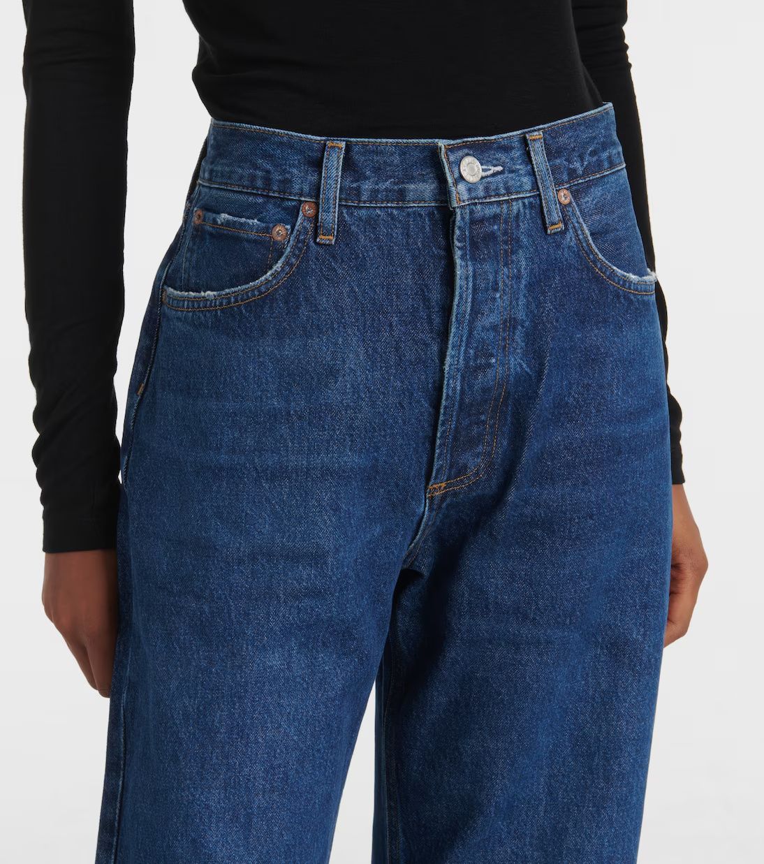 Agolde Fran Mid-rise Straight-leg Denim Trousers In Blue