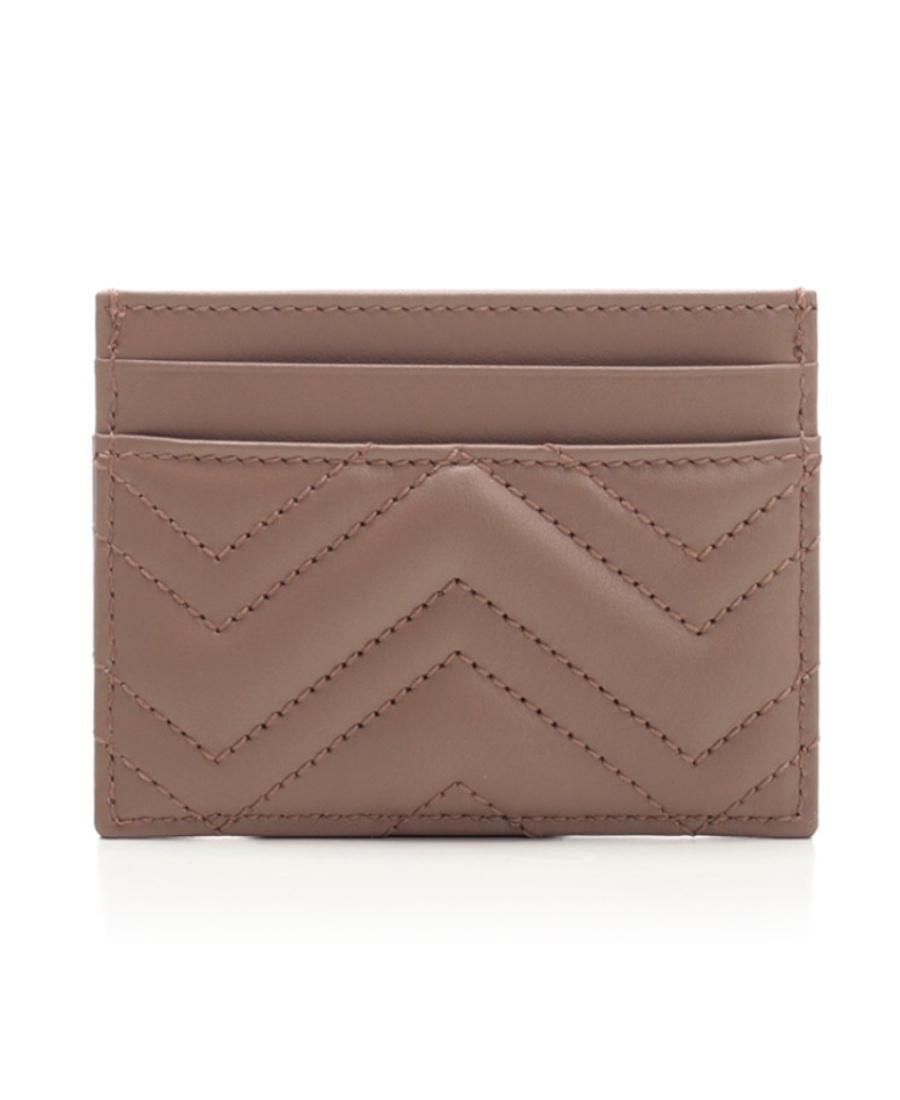 Gucci Women Gg Marmont Leather Card Case In Nude