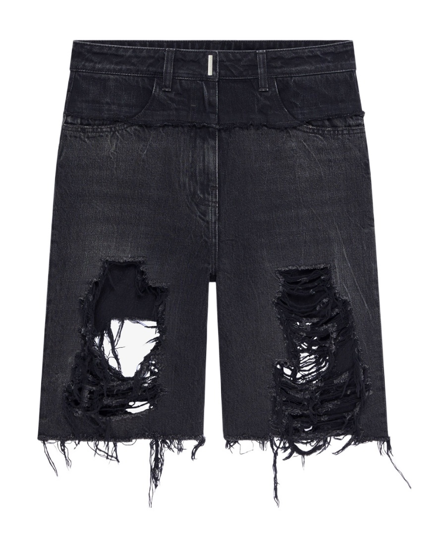 Givenchy Logo-detailed Distressed Denim Shorts In Black