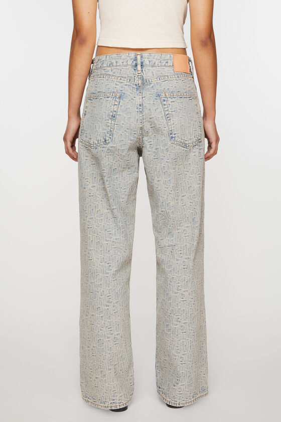 Acne Studios Letter Combination Denim Trousers In Gray