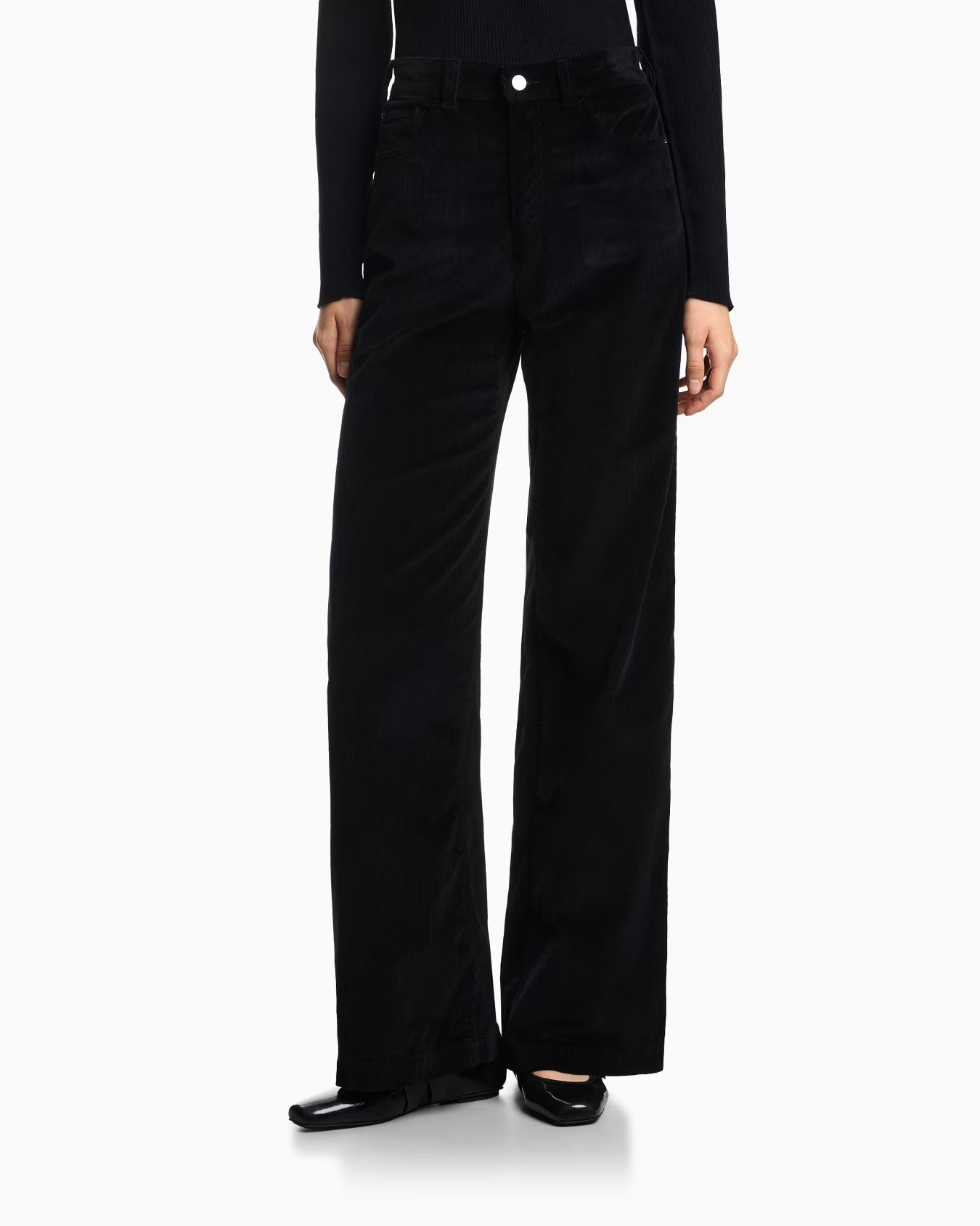 Emporio Armani J14 Regular-fit Garment-dyed Corduroy Trousers In Black