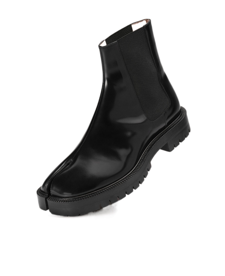 Maison Margiela Tabi High-ankle Leather Boots In Black