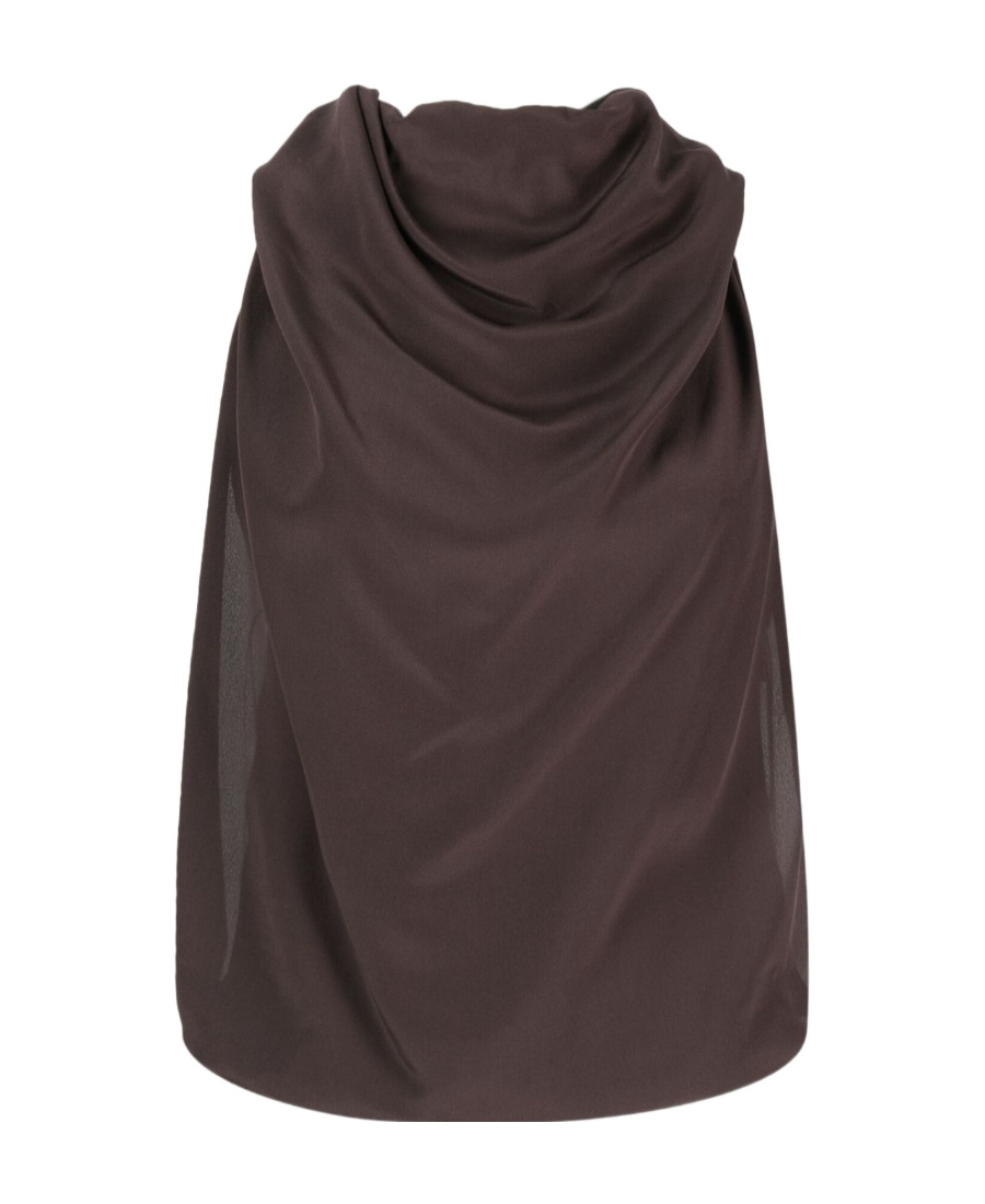 Lanvin Draped Sleeveless Silk Top In Black