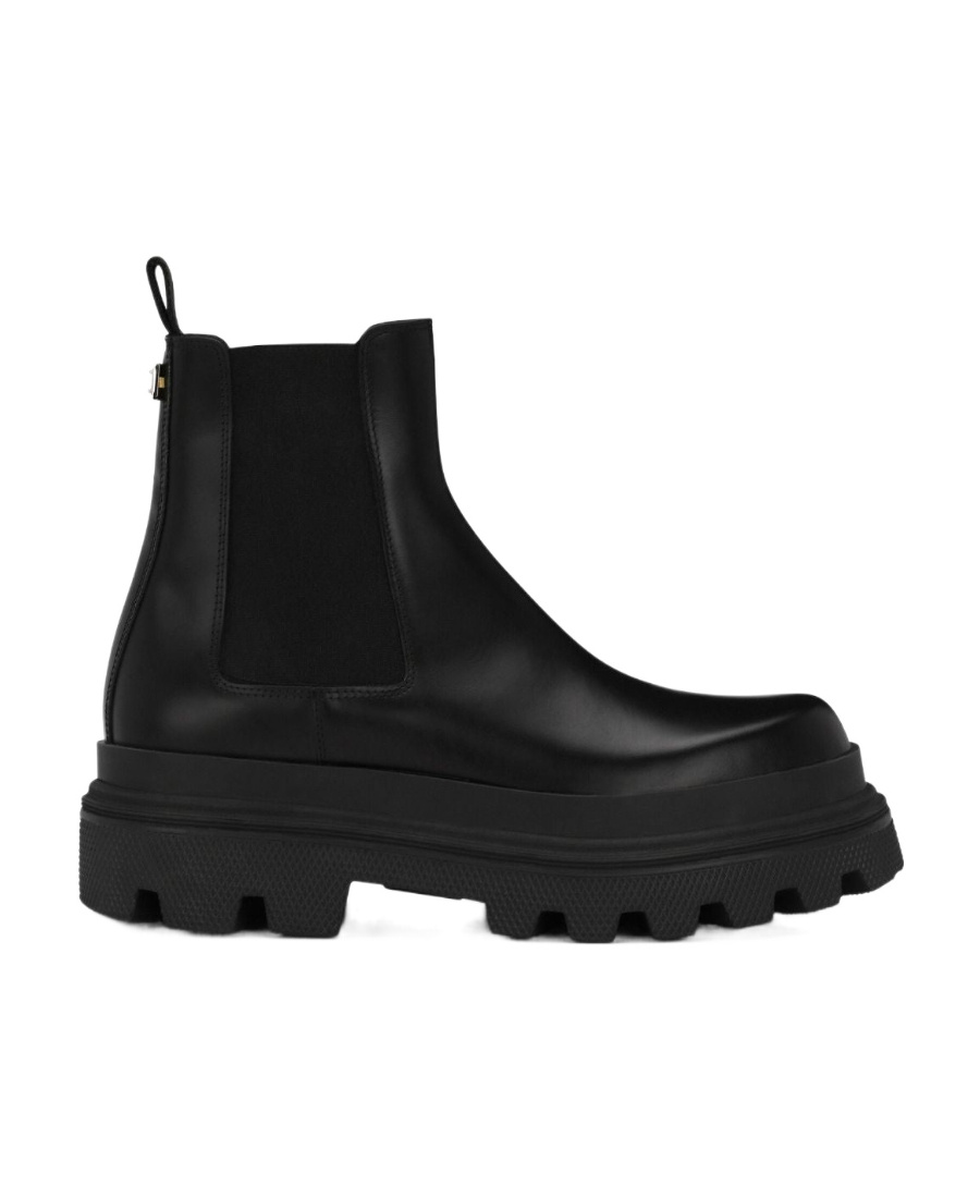Dolce & Gabbana High Trekking Brushed Leather Chelsea Boots In Black