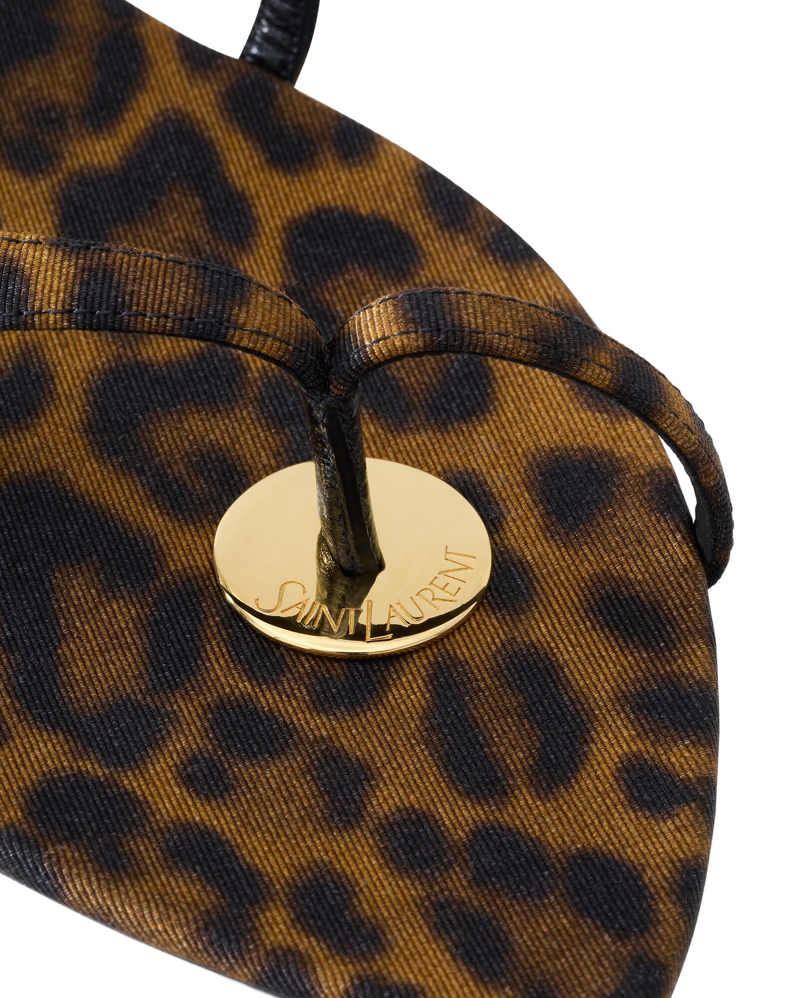 Saint Laurent Women's Tanger Slides In Leopard Grosgrain In Black