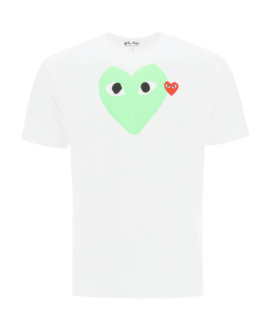 Comme Des Garçons Play Pattern Printed Short-sleeved T-shirt In White