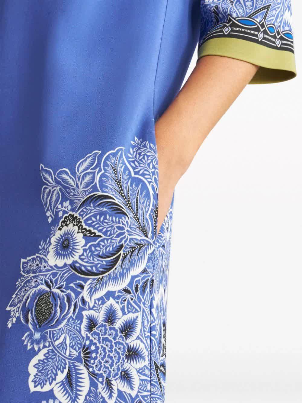 Etro Blue Multicolour Viscose Blend Dress In Blue