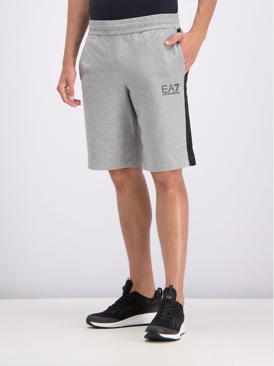 Ea7 Logo Printed Shorts In Gray