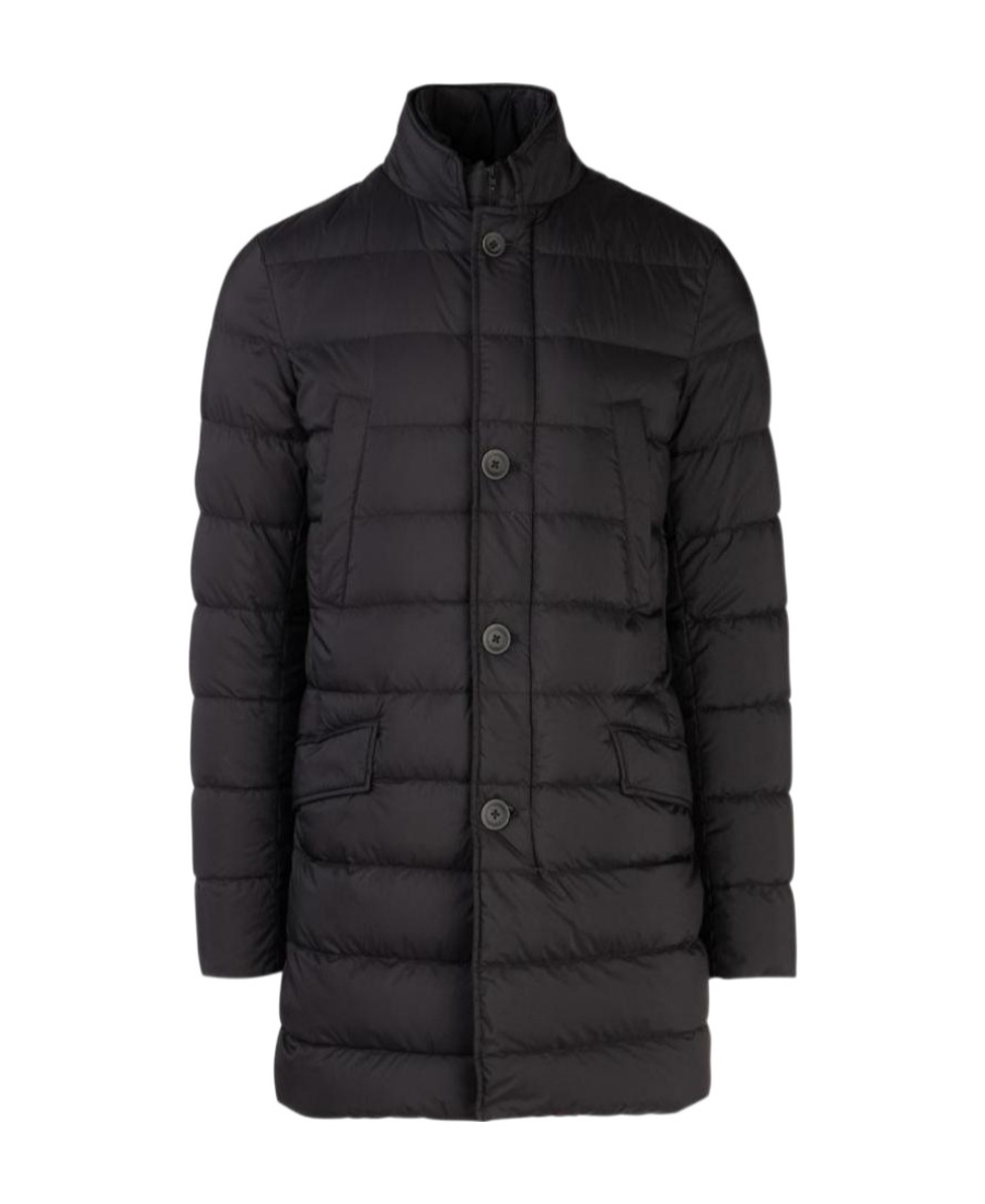 Herno Feather Coat With Legend Line Pi007ule19288 9460 In Black