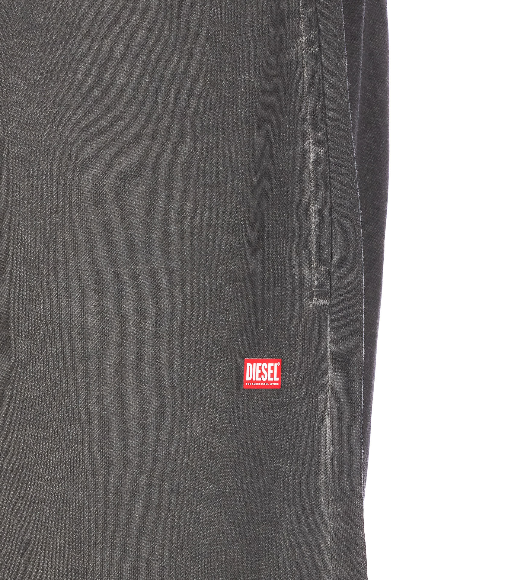 Diesel Trousers With Printed Lateral Pockets And Elasticized Waist In Black