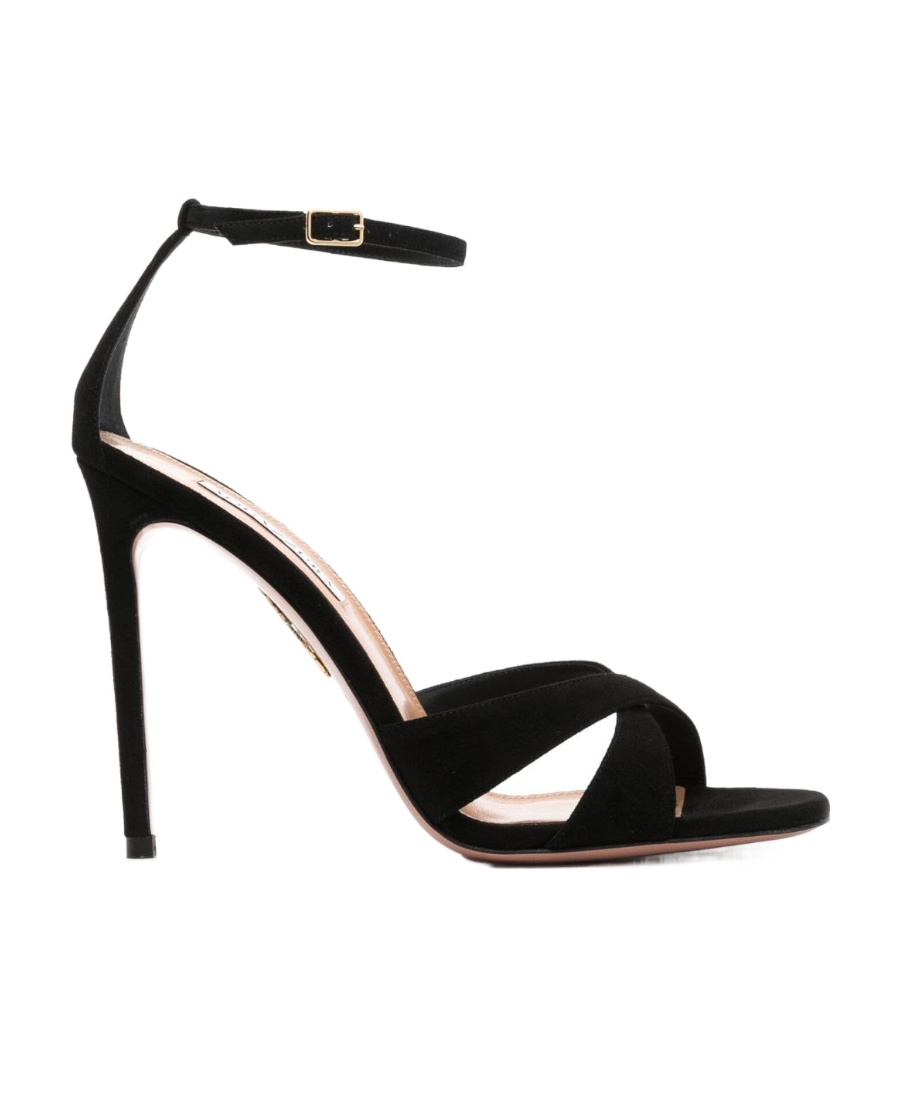 Aquazzura Divine 105mm Suede Sandals In Black