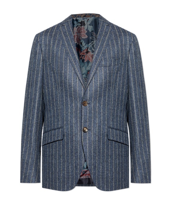 Etro Classic Pinstripe Blazer In Tailored Style In Blue