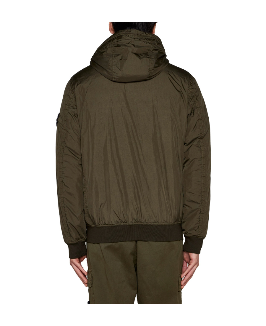 Stone Island Garment Dyed Crinkled Bomber Jacket In Green
