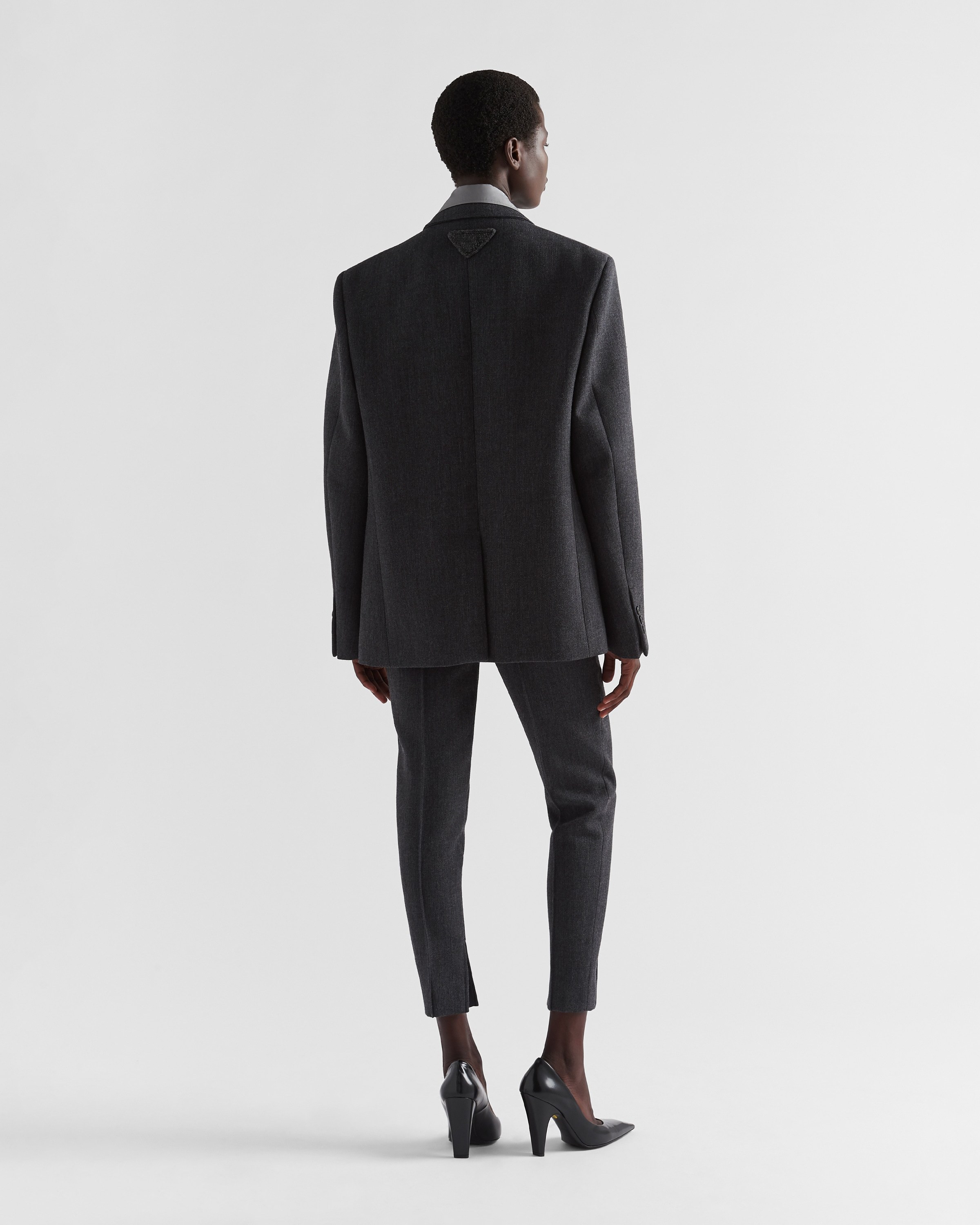 Prada Stretch Natte Wool Casual Pants In Gray