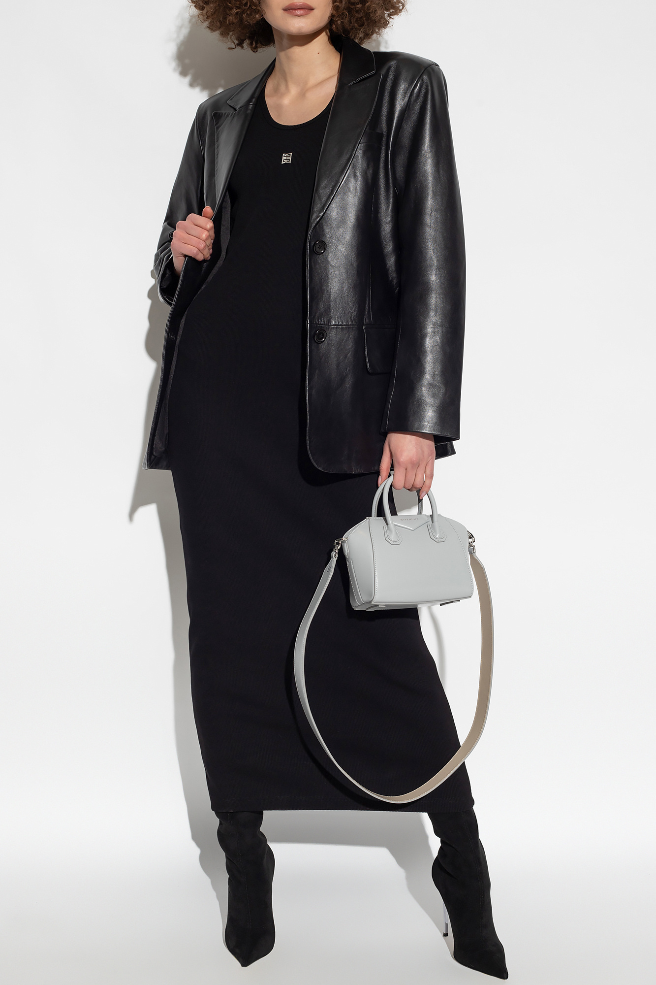 Givenchy 4g Plaque Cotton Long Dress In Black