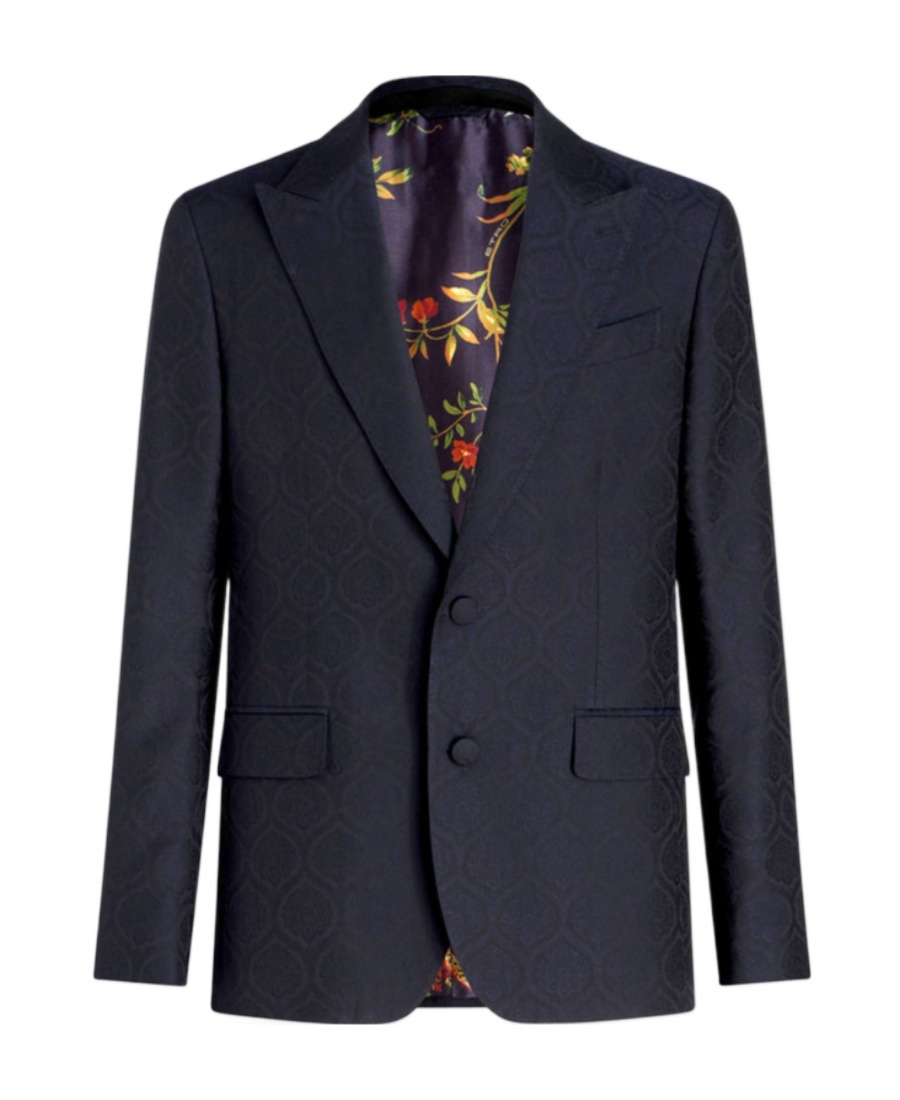 Etro Peak-lapels Single-breasted Blazer In Black