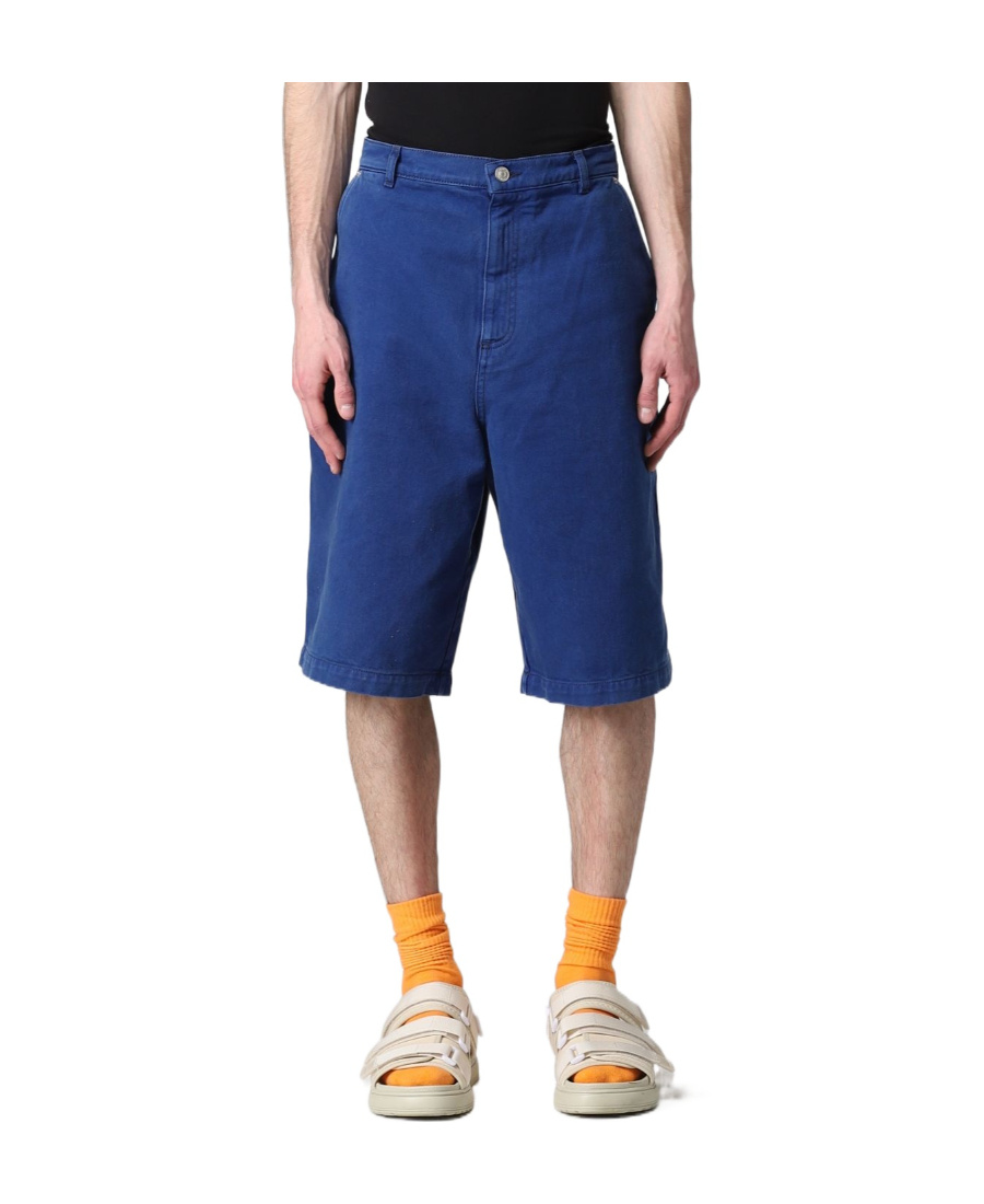 Kenzo Logo-patch Denim Bermuda Shorts In Blue