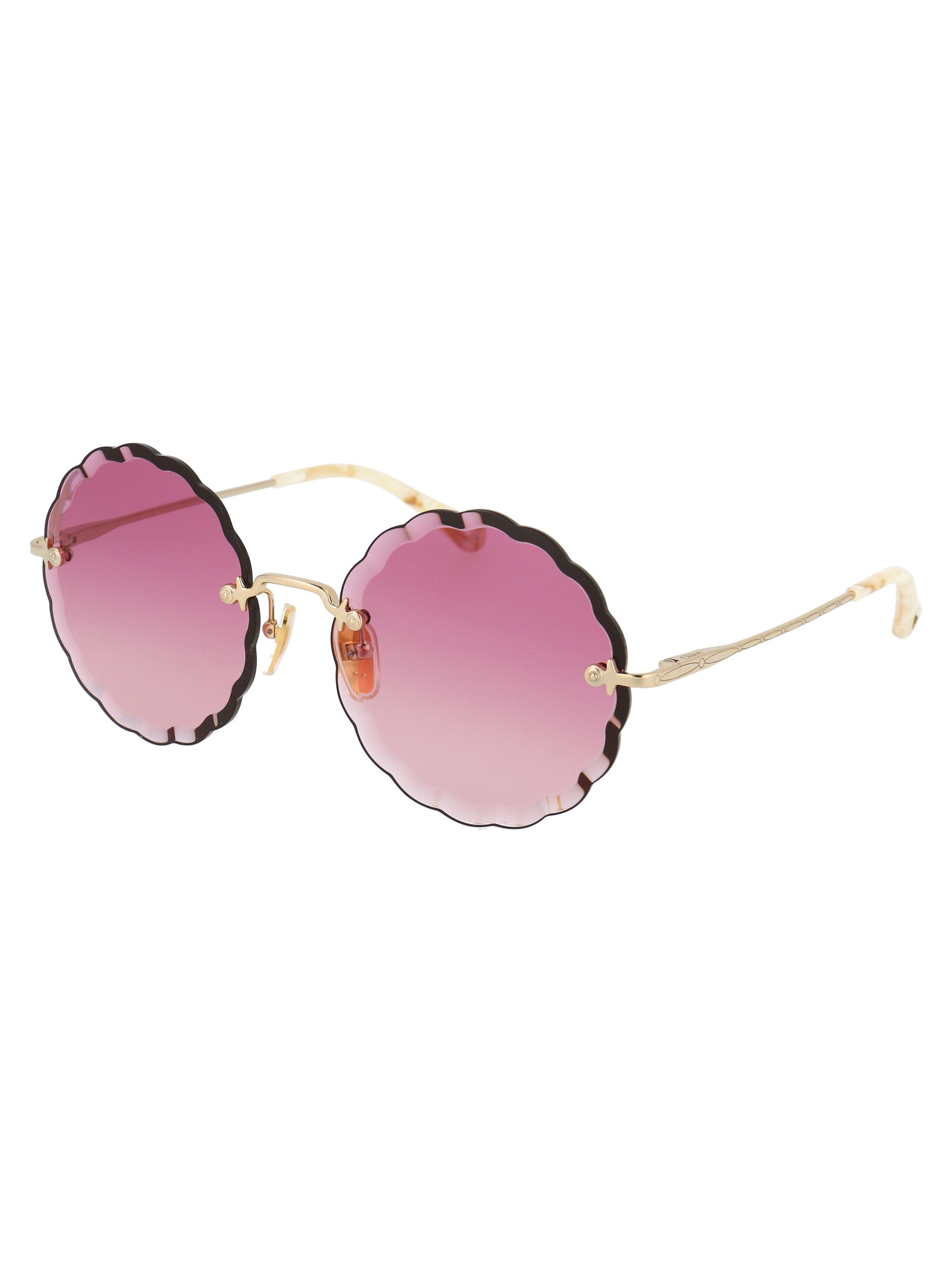 Chloé Rosie Round Frame Metal Sunglasses In Pink