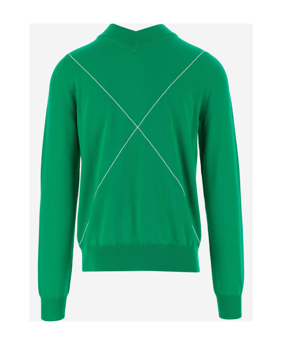 Bottega Veneta Embroidered Wool-blend Jumper In Green