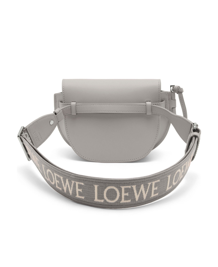 Loewe Gate Dual Mini Leather Shoulder Bag In Gray