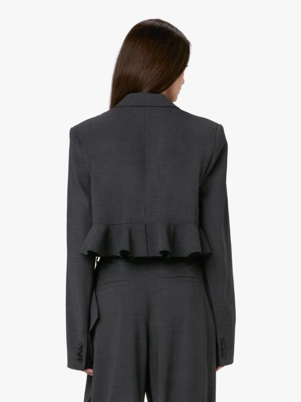 Jw Anderson Ruffled-trim Cropped Blazer In Black