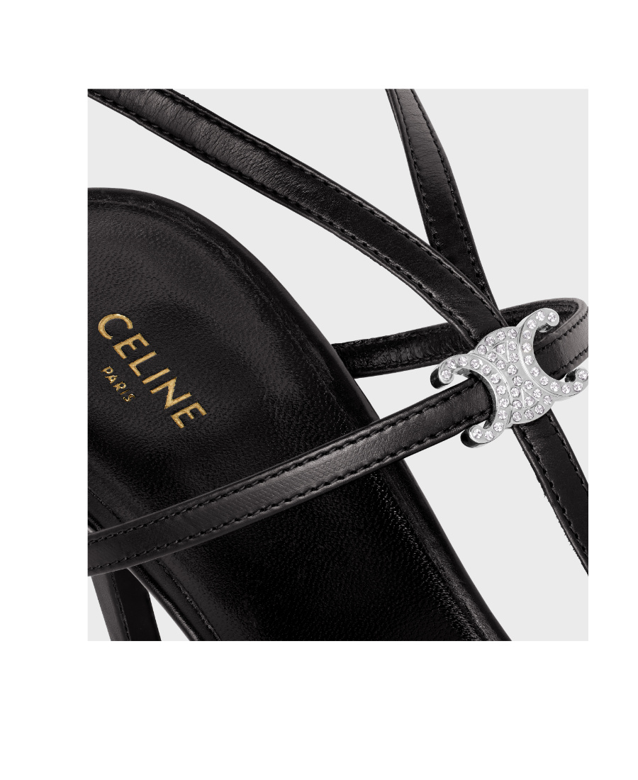 Celine T-bar Triomphe High-heeled Sandals In Black