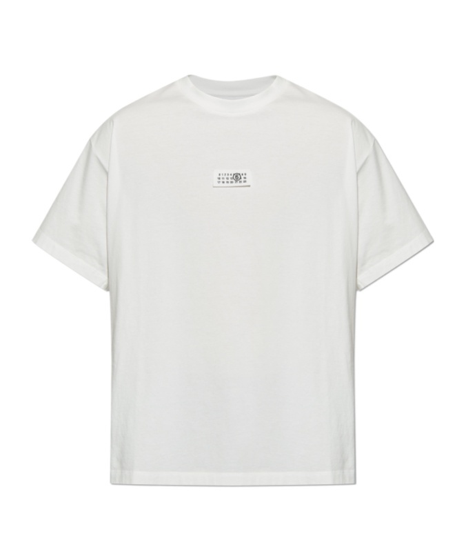 Mm6 Maison Margiela Cotton Crew-neck T-shirt With Numeric Signature Patch In White