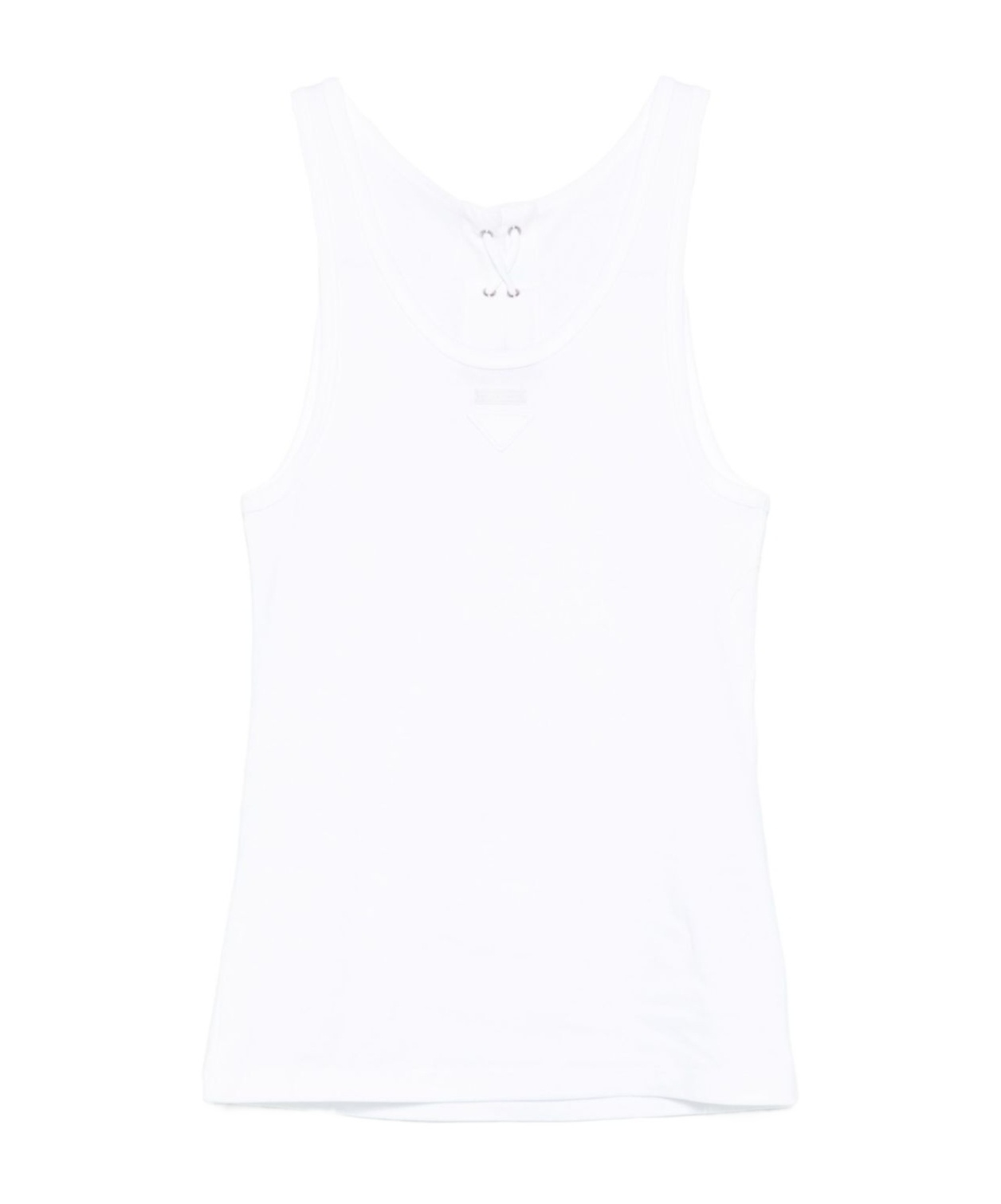 Prada Back Lace-up Scoop Neck Sleeveless Top In White