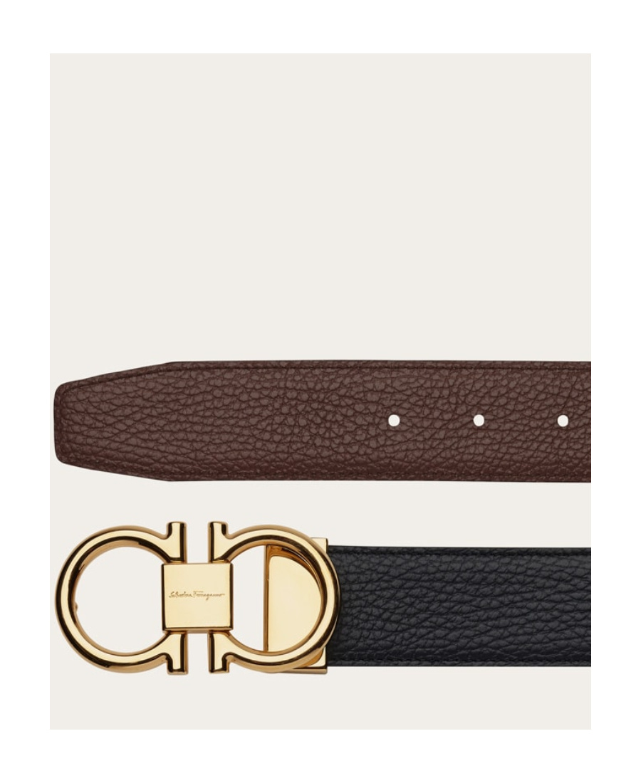 Ferragamo Leather Reversible Belt In Black