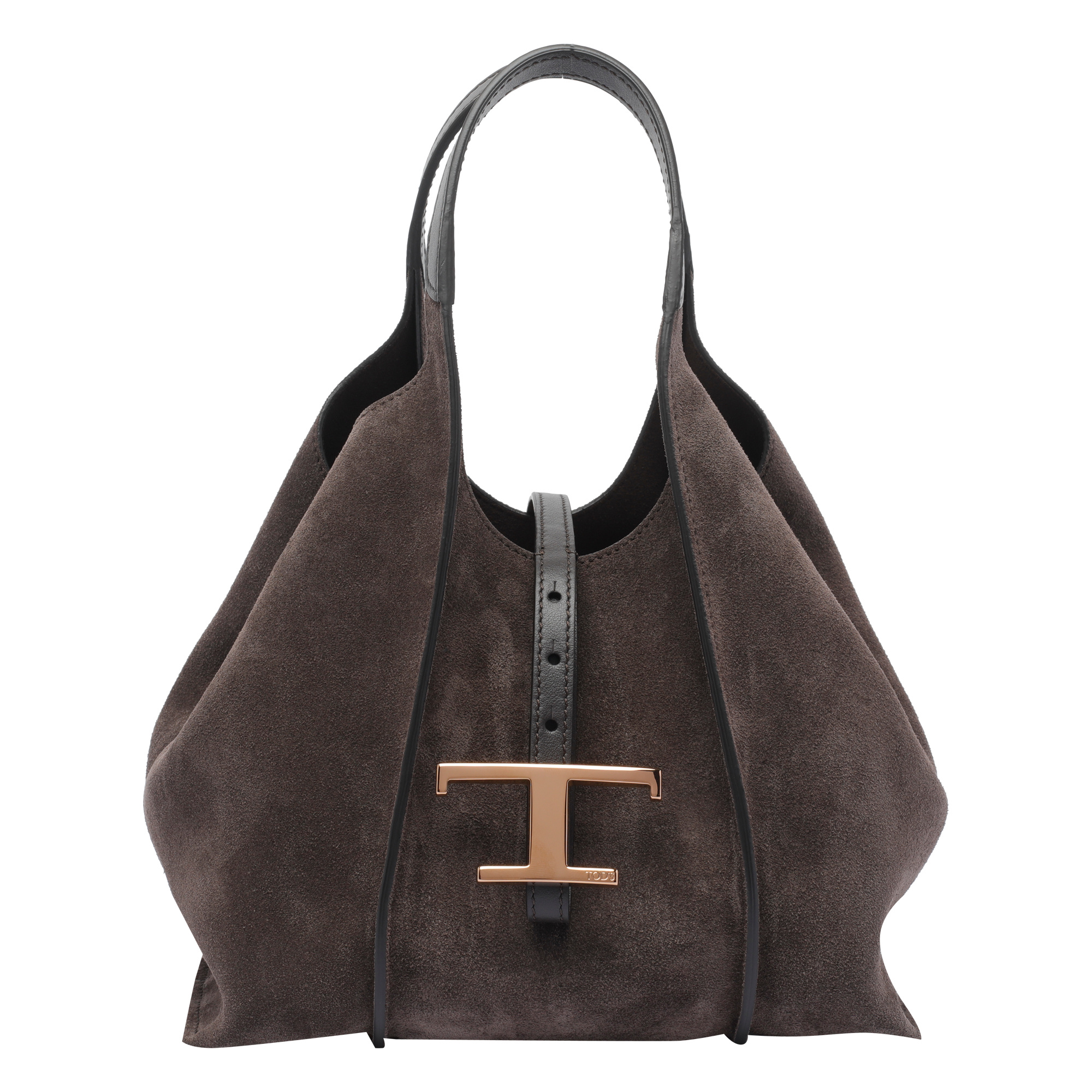Tod's Classic Suede Leather Shoulder Bag With T-buckle In Black