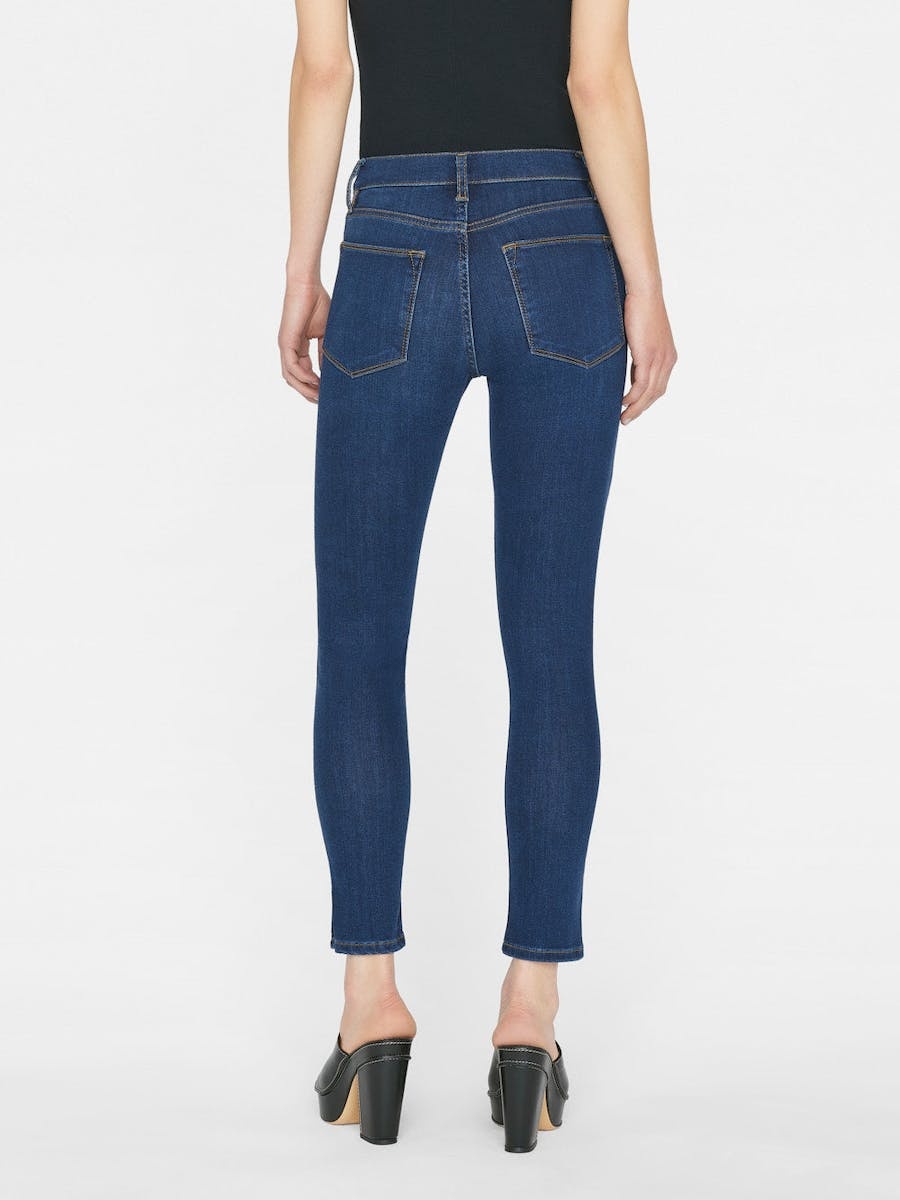 Frame Le High Slit Hem Ankle Skinny Jeans In Blue