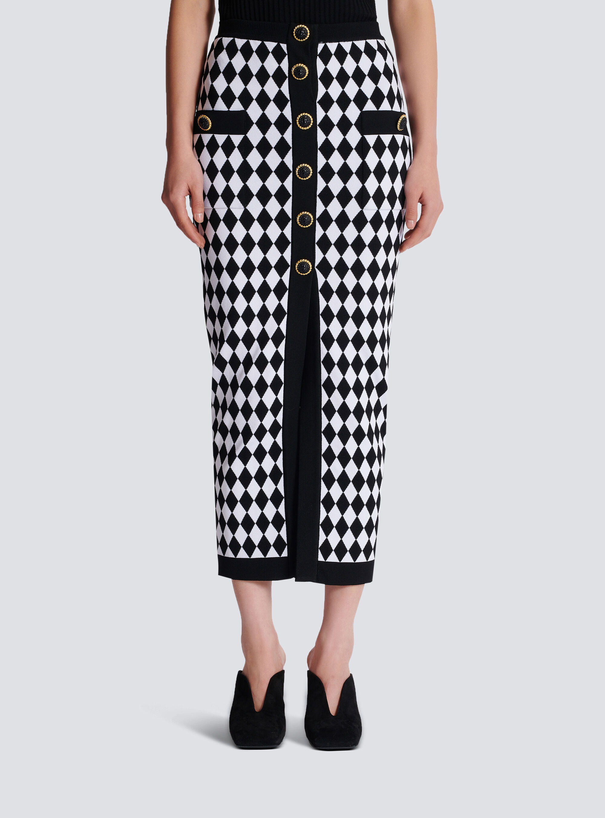 Balmain Buttoned Midi Skirt In White