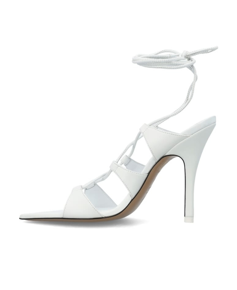 Attico Renee Lace-up 120mm Sandals In White
