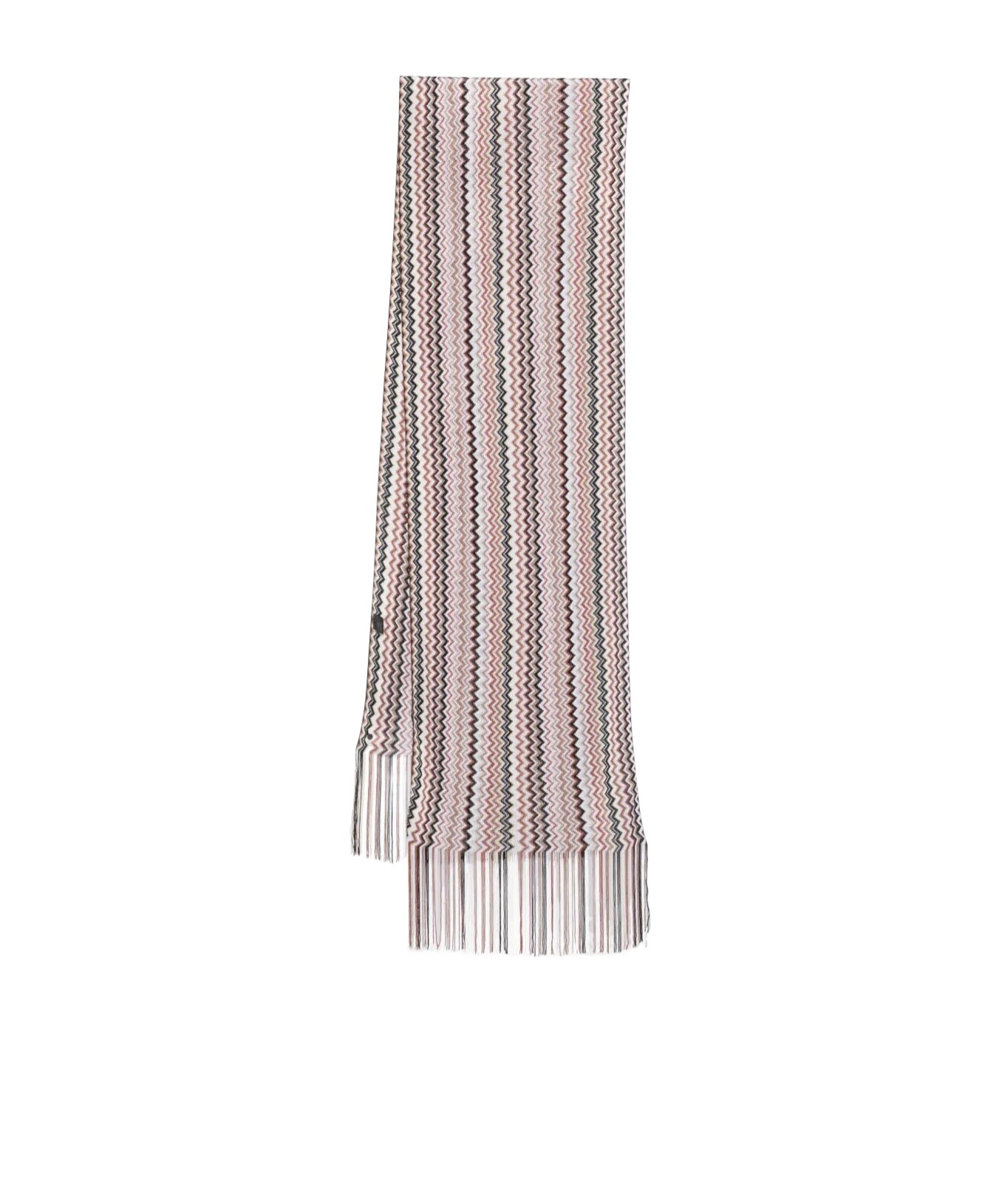 Missoni Fringed Zigzag Pattern Scarf In Nude