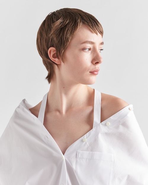 Prada Logo-plaque Off-shoulder Shirt In White