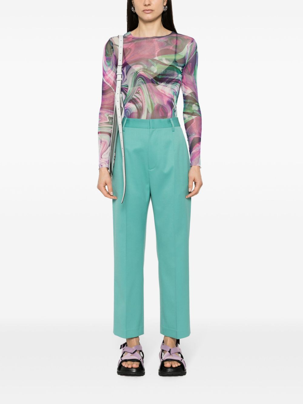 Mm6 Maison Margiela Single-stitch Tapered Trousers In Green