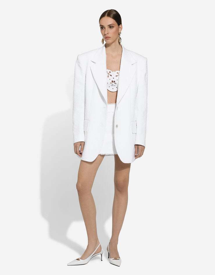 Dolce & Gabbana Single-breasted Tweed Blazer - Women's - Silk/cotton/nylon/flax In White