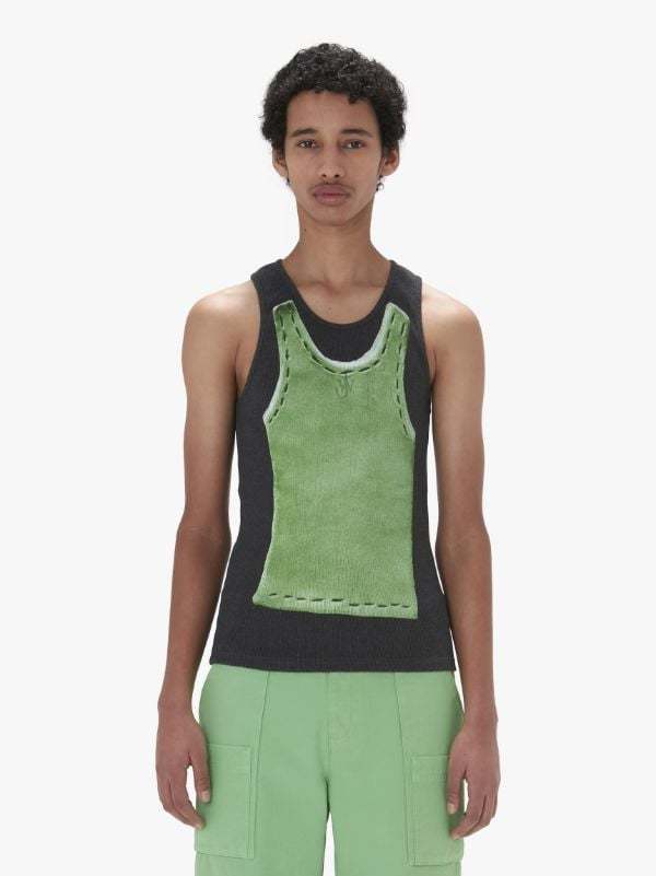Jw Anderson Clay Trompe L'oeil-print Top In Green