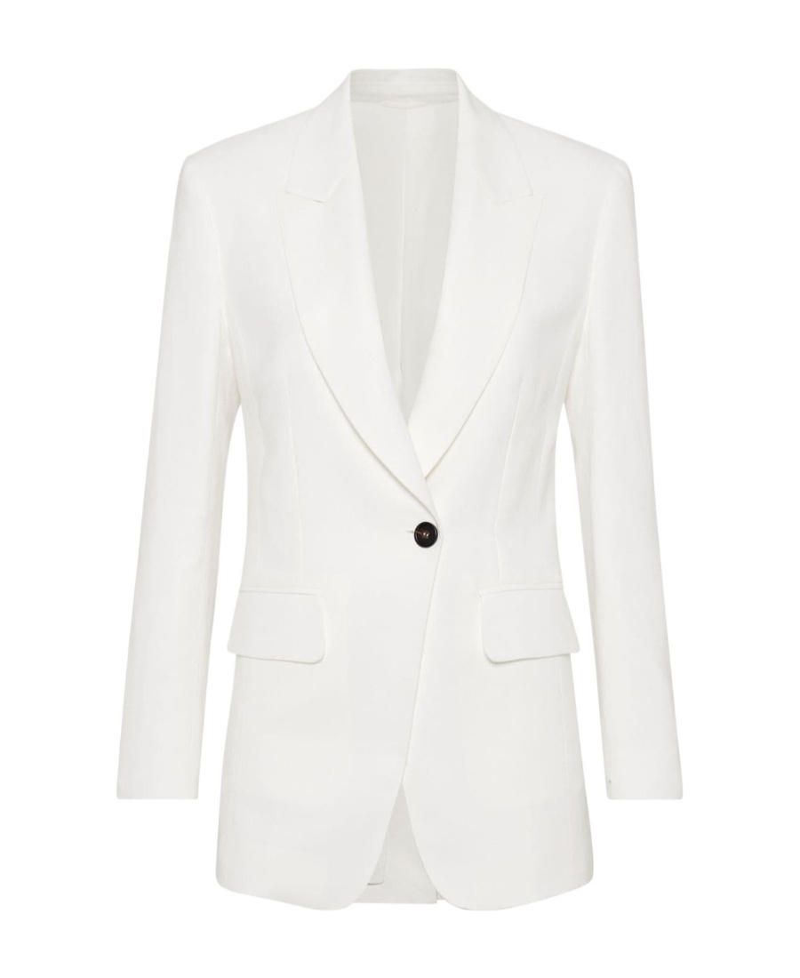 Shop Brunello Cucinelli Peak-lapels Single-breasted Blazer In White
