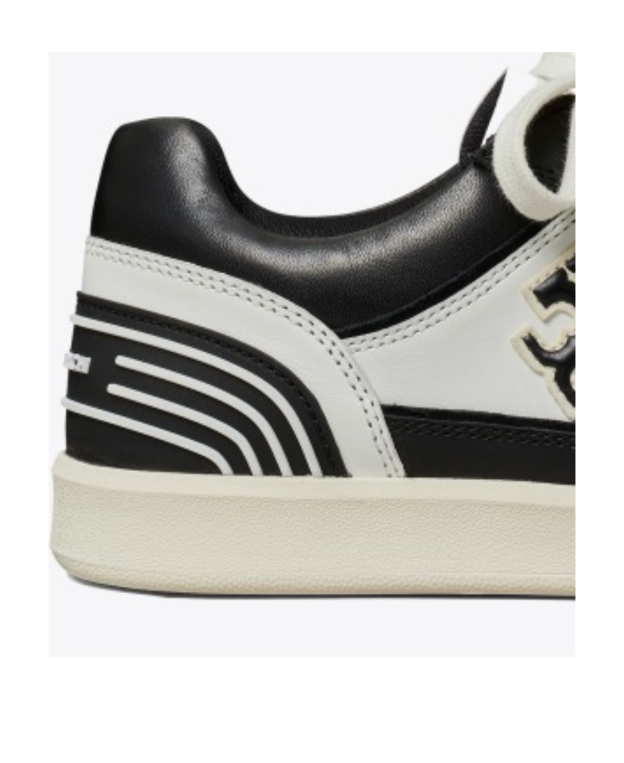 Tory Burch Clover Court Colour-block Leather Sneakers In Black