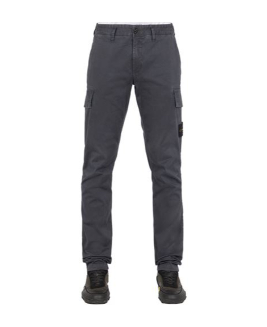 Stone Island Tapered Cotton Cargo Trousers In Black