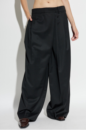 Ganni Pleated Casual Pants In Black