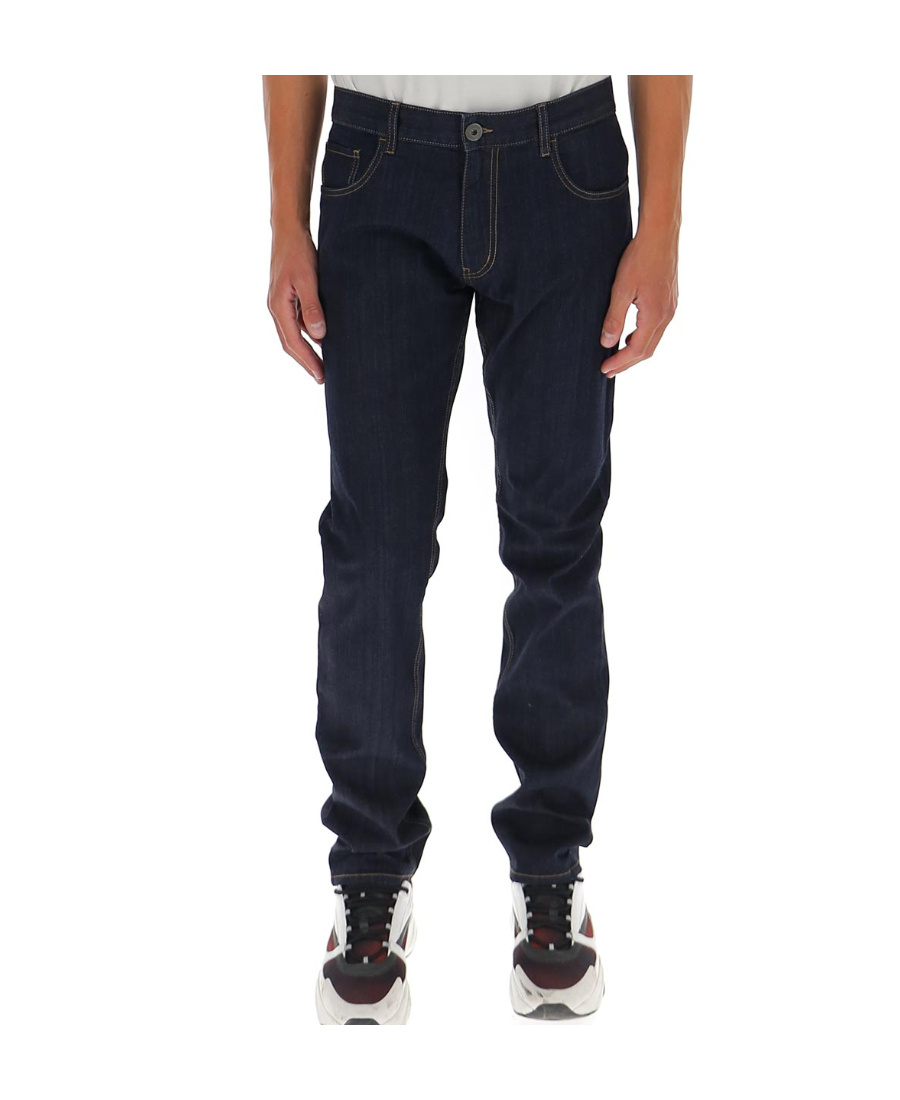 Prada Stretch Denim Jeans Belt Loops Five Pockets In Blue