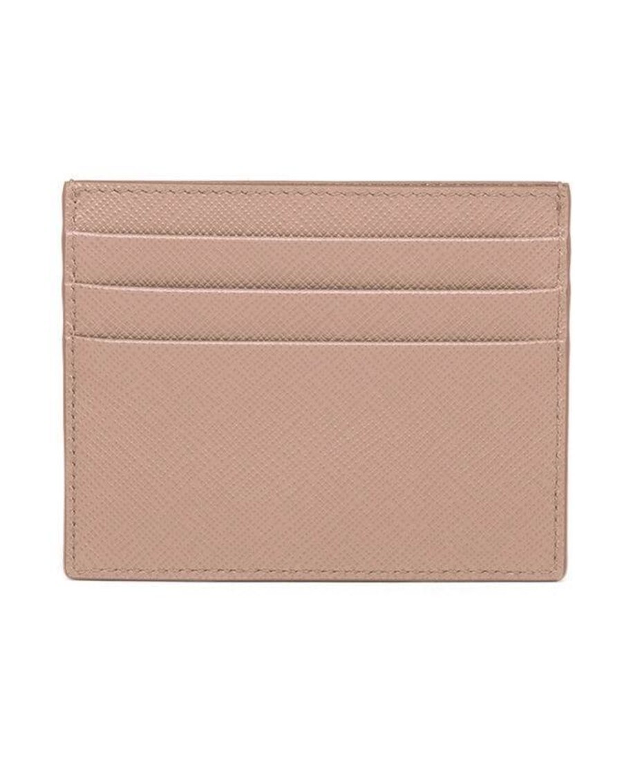 Prada Saffiano Leather Card Holder In Nude