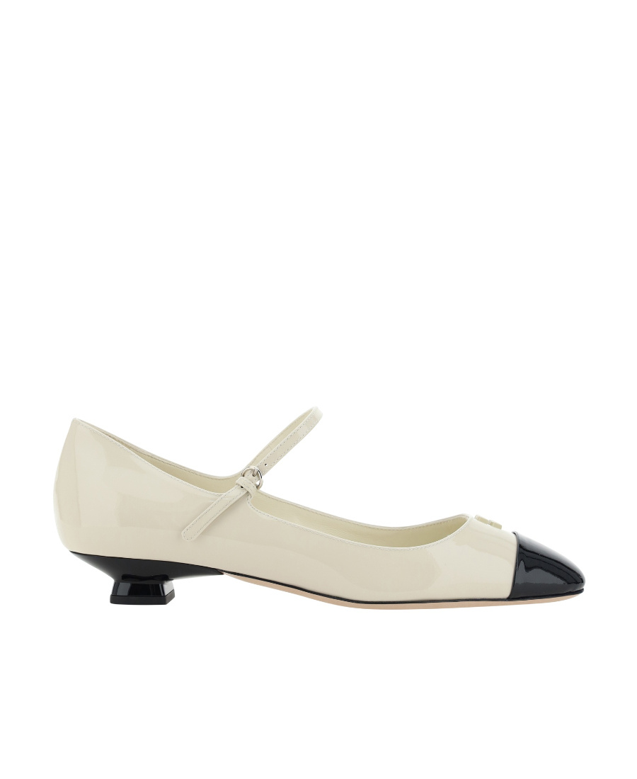 Miu Miu 40mm Patent-leather Ballerina Shoes In White