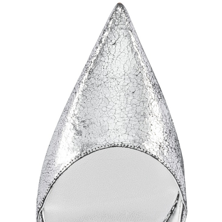 Christian Louboutin Woman Pumps Silver Size 8 Leather In White