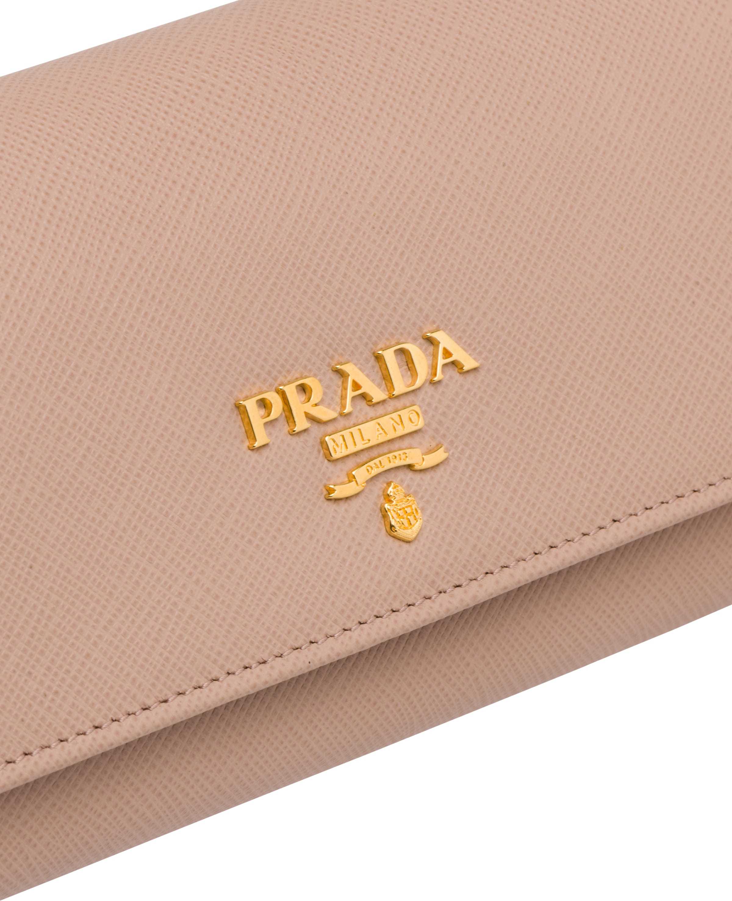 Prada Dark Beige Saffiano Leather Flap Continental Wallet In Nude