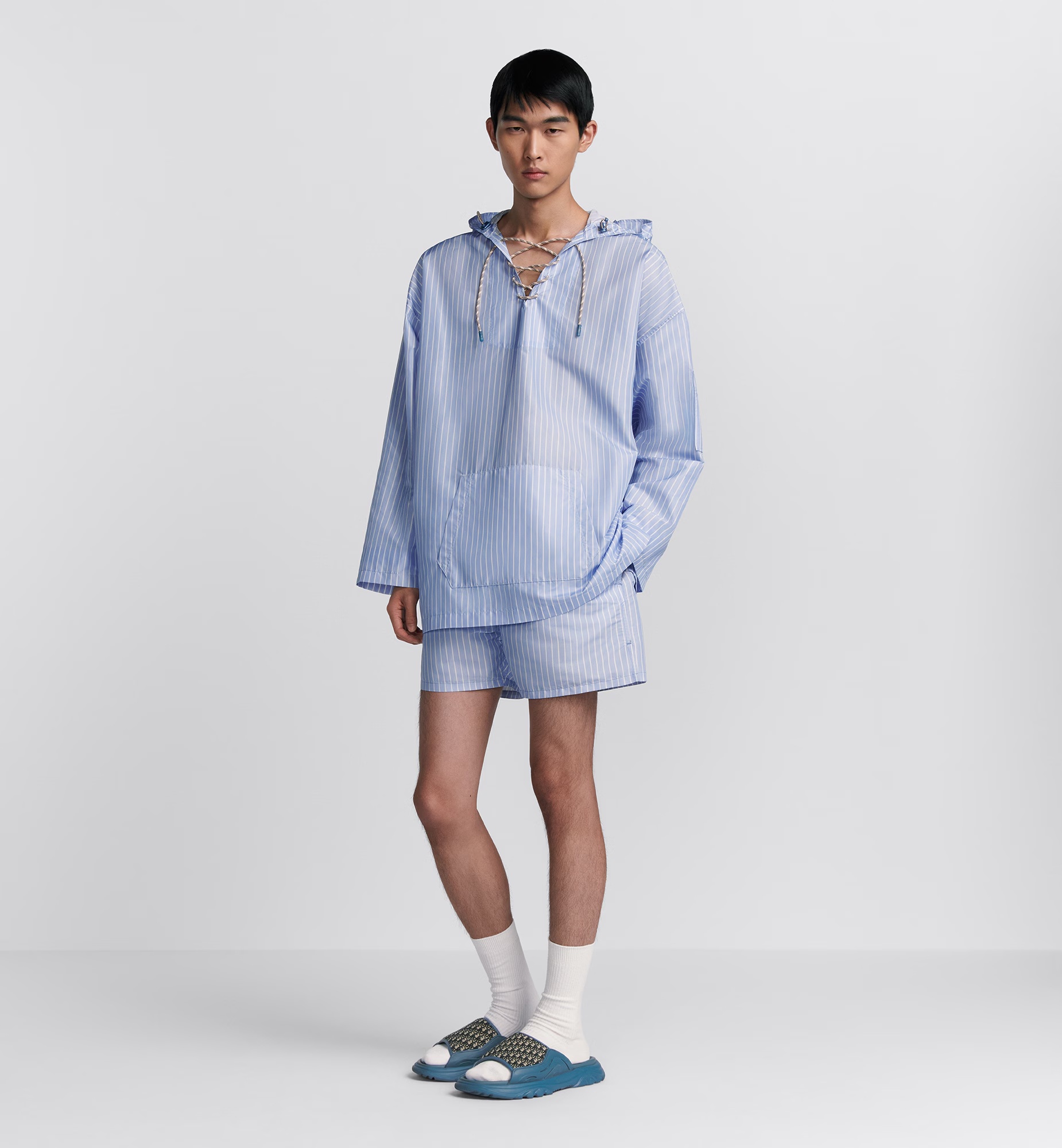 Dior Homme Man Shirt Sky Blue Size 38 Polyester In Blue