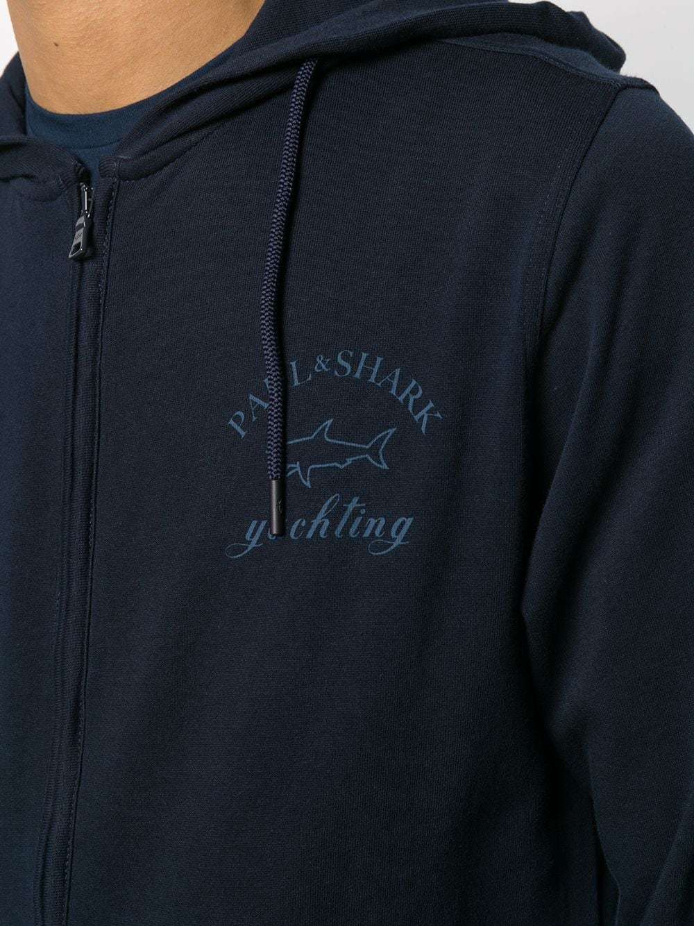 Paul & Shark Logo Printed Hooded Casual Jacket In Black