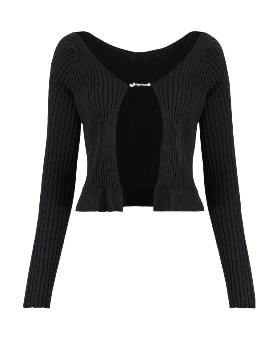Jacquemus La Maille Pralu Longue Black Cardigan Women In Black